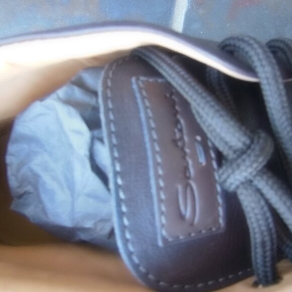 New Authentic Santoni High Top Luxury Leather Shoes Brown Italy UK 11 US 12 - Picture 9 of 16